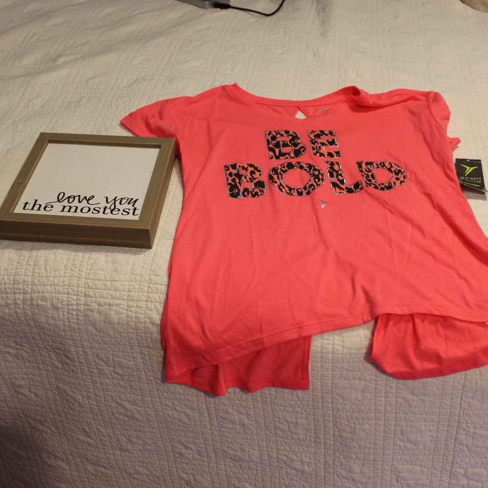 Old Navy NWT Coral "Be Bold" SS Shirt XL (Size 14)